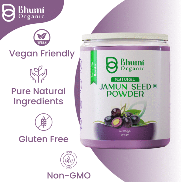 Bhumi Organic Jamun Seed Powder 600g | For Blood Sugar Support & Metabolic Health
