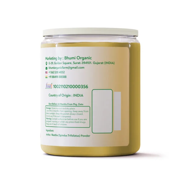Bhumi Organic Reetha/ Aritha Powder, Spindus Trifoliatus, 250 gm