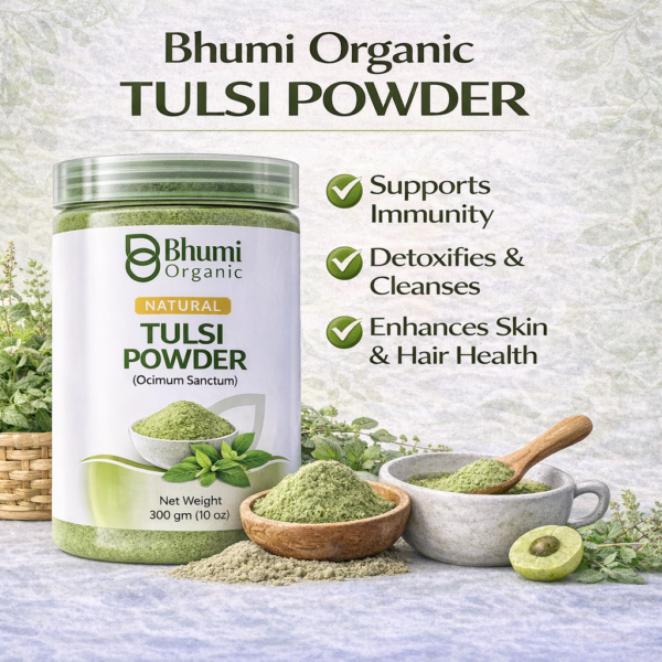 Bhumi Organic Tulsi Powder 300g | For Immunity, Stress Relief & Respiratory Health