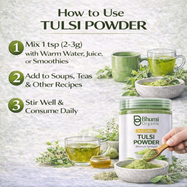 Bhumi Organic Tulsi Powder 300g | For Immunity, Stress Relief & Respiratory Health