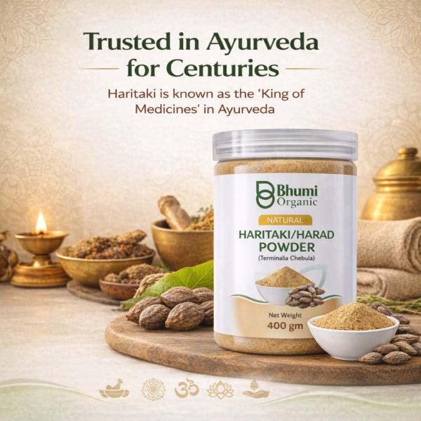 Bhumi Organic Haritaki Powder 400g | King of Ayurvedic Medicines for Digestion & Detox