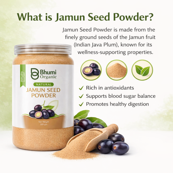 Bhumi Organic Jamun Seed Powder 600g | For Blood Sugar Support & Metabolic Health