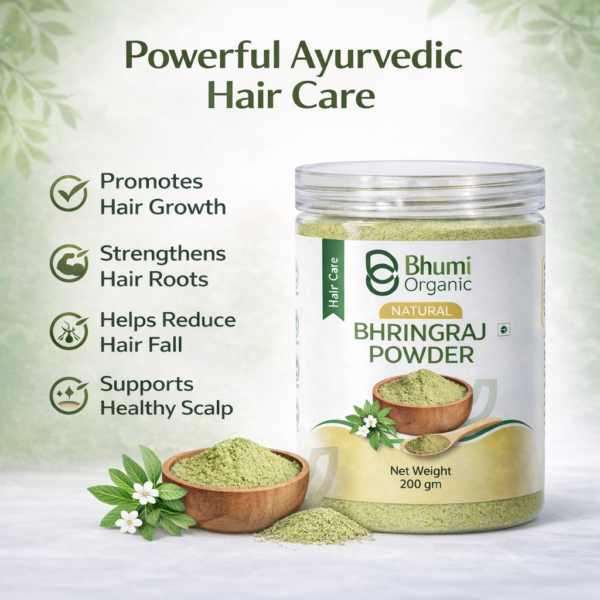 Bhumi Organic Bhringraj Powder 400g | King of Herbs for Hair Growth & Hair Fall