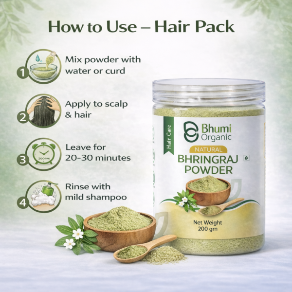 Bhumi Organic Bhringraj Powder 400g | King of Herbs for Hair Growth & Hair Fall