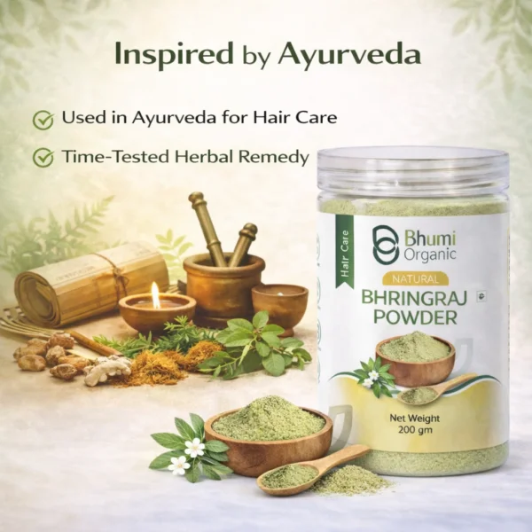Bhumi Organic Bhringraj Powder 400g | King of Herbs for Hair Growth & Hair Fall