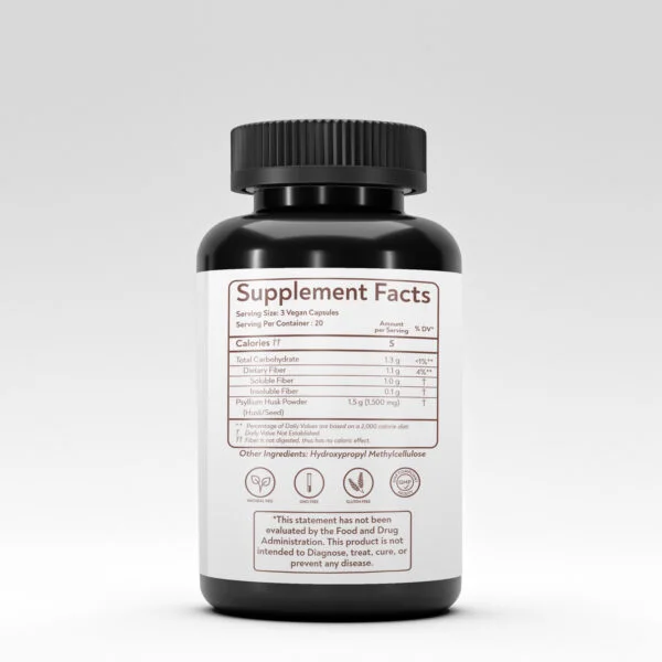 Bhumi Organic Psyllium Husk Capsules, 1500 mg, 60 Veg. Capsules, Natural Soluble Fiber