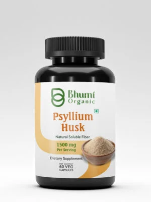 Bhumi Organic Psyllium Husk Capsules, 1500 mg, 60 Veg. Capsules, Natural Soluble Fiber