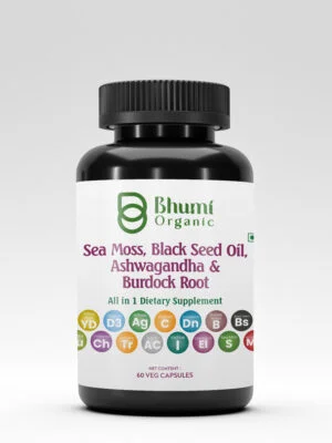 Bhumi Organic Sea Moss, Black Seed Oil Capsules, 60 Veg. Dietary Supplement