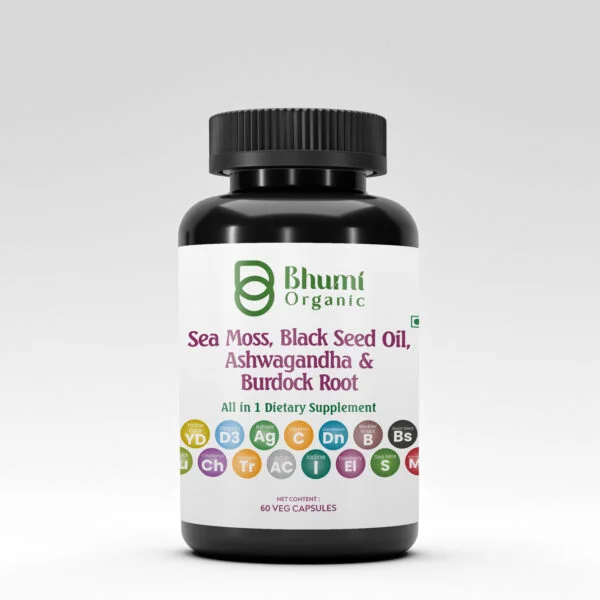 Bhumi Organic Sea Moss, Black Seed Oil Capsules, 60 Veg. Dietary Supplement