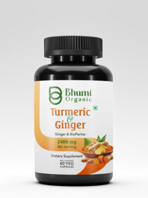Bhumi Organic Turmeric and Ginger Capsules, 2400 mg, 60 Veg. Capsules, Dietary Supplements