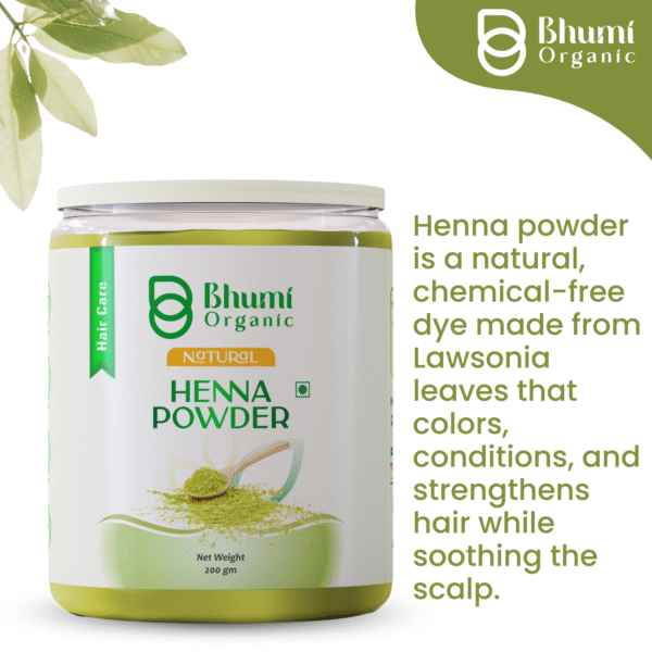 Bhumi Organic Pure Henna Powder 400g | Natural Hair Color & Conditioner
