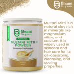 Bhumi Organic Multani Mitti Powder 800g | For Oily Skin, Acne & Deep Cleansing