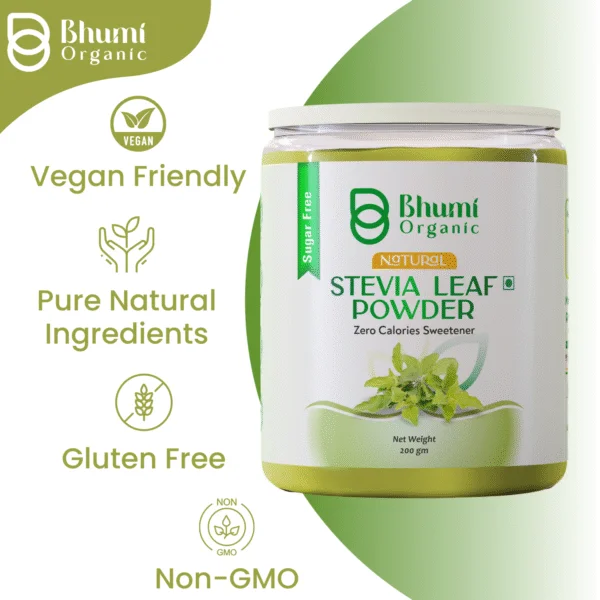 Bhumi Organic Green Stevia Leaf Powder 400g | Zero Calorie Natural Sweetener