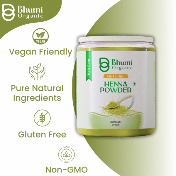 Bhumi Organic Pure Henna Powder 400g | Natural Hair Color & Conditioner