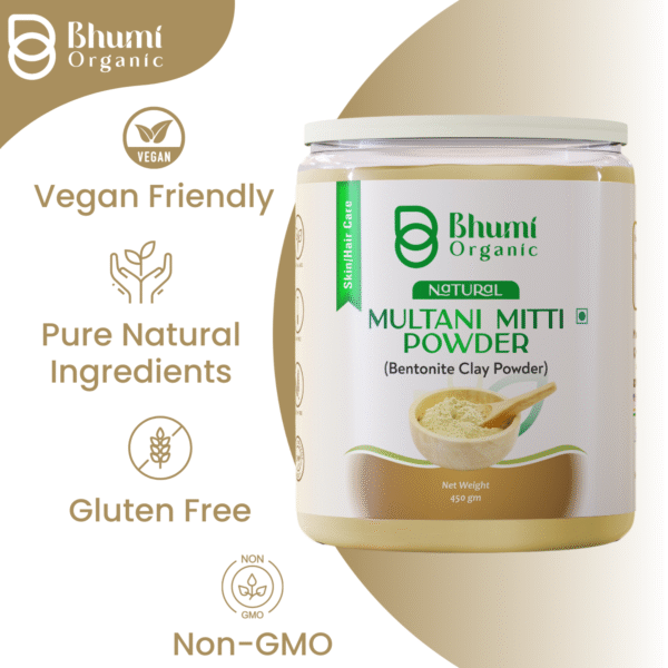 Bhumi Organic Multani Mitti Powder 800g | For Oily Skin, Acne & Deep Cleansing