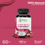 Power Beets Supplement – 1180mg with Beetroot, CoQ10 & Grape Seed Extract – 60 Veg Capsules