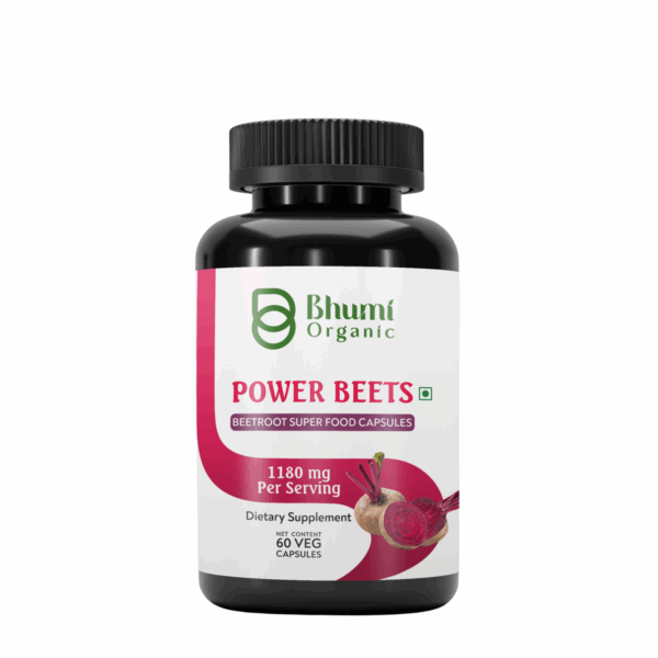 Power Beets Supplement – 1180mg with Beetroot, CoQ10 & Grape Seed Extract – 60 Veg Capsules