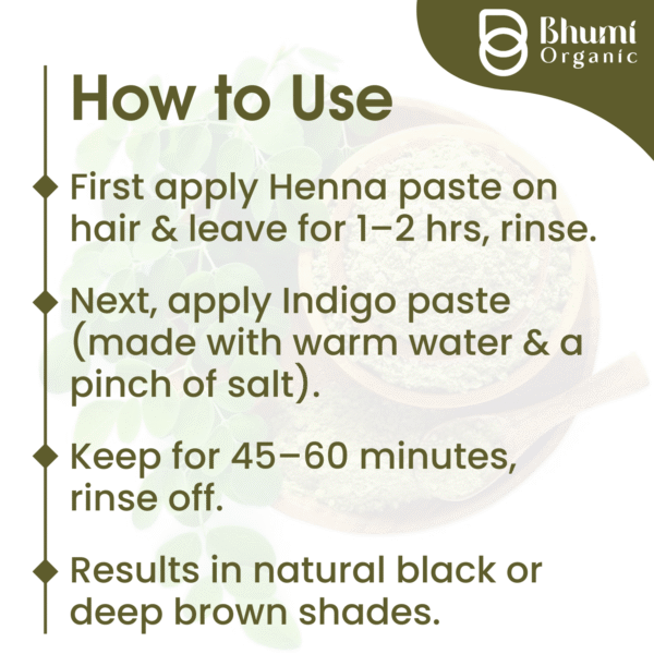 Bhumi Organic Indigo Powder 350g | Natural Black Hair Dye with Henna