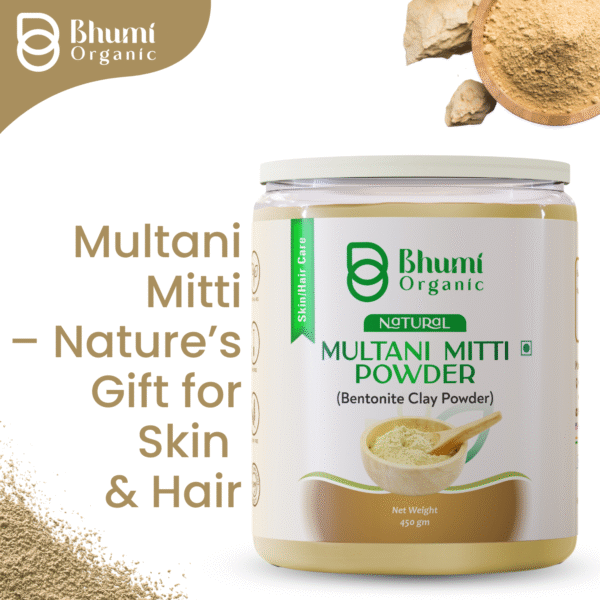 Bhumi Organic Multani Mitti Powder 800g | For Oily Skin, Acne & Deep Cleansing