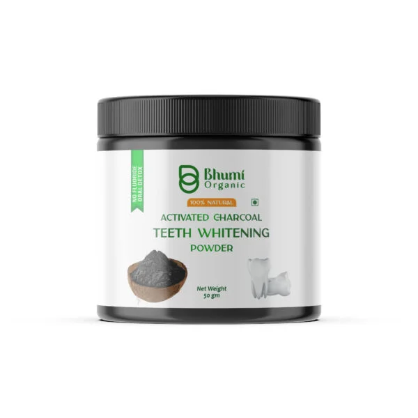 Bhumi Organic Coconut Charcoal Teeth Whitening Powder (50 gm)