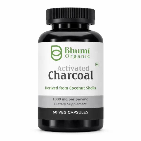 Pure Natural Activated Coconut Charcoal Capsules | Detox & Digestive Cleanse | 60 Vegan Caps