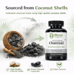 Pure Natural Activated Coconut Charcoal Capsules | Detox & Digestive Cleanse | 60 Vegan Caps