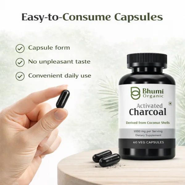 Pure Natural Activated Coconut Charcoal Capsules | Detox & Digestive Cleanse | 60 Vegan Caps