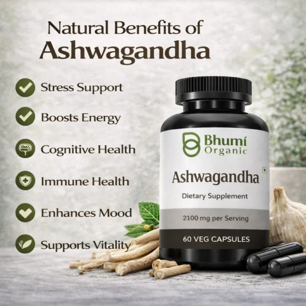 Ashwagandha Capsules 2100mg | High Potency Stress & Energy Support | 60 Vegan Caps