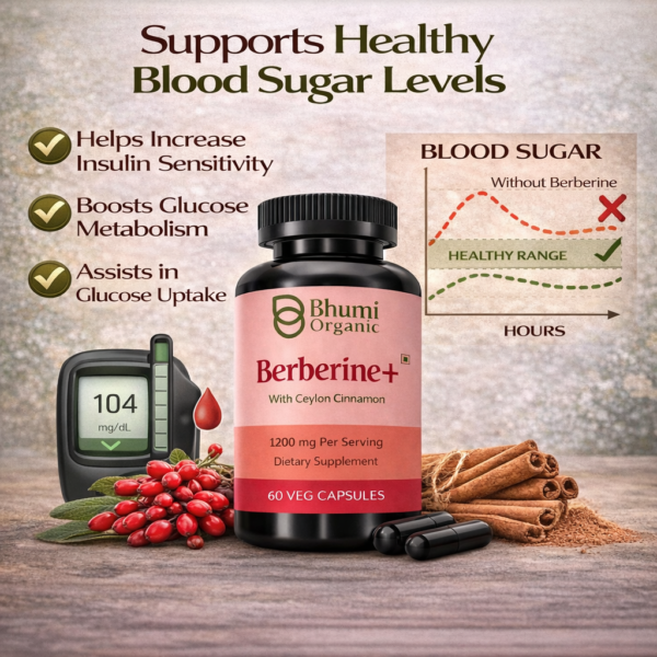 Berberine + Ceylon Cinnamon | 1200mg Blood Sugar & Metabolic Support | 60 Vegan Caps