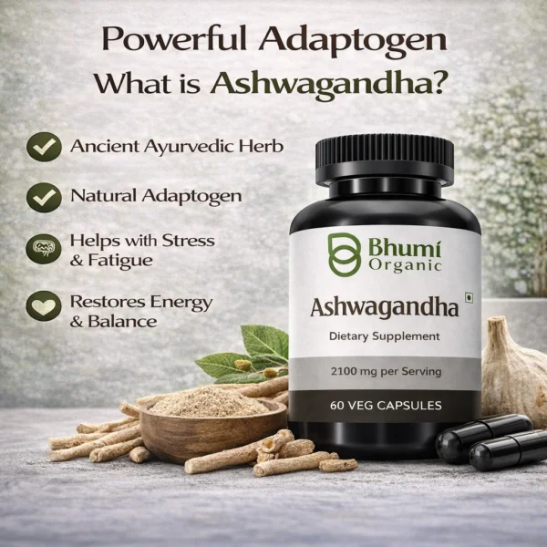 Ashwagandha Capsules 2100mg | High Potency Stress & Energy Support | 60 Vegan Caps