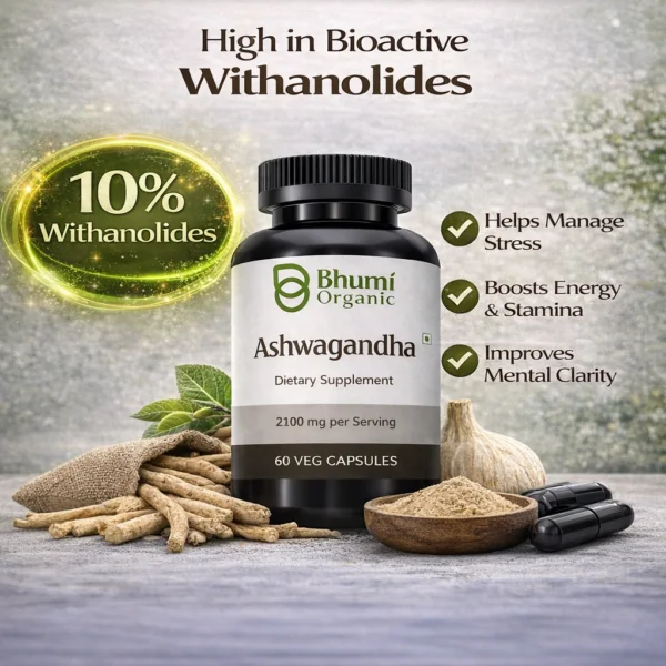 Ashwagandha Capsules 2100mg | High Potency Stress & Energy Support | 60 Vegan Caps