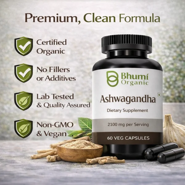 Ashwagandha Capsules 2100mg | High Potency Stress & Energy Support | 60 Vegan Caps