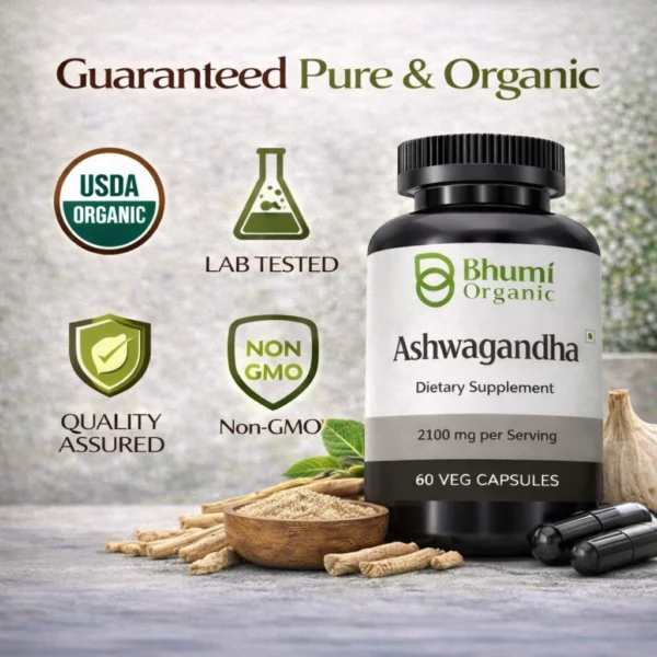 Ashwagandha Capsules 2100mg | High Potency Stress & Energy Support | 60 Vegan Caps