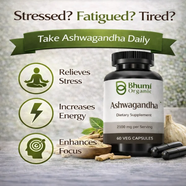 Ashwagandha Capsules 2100mg | High Potency Stress & Energy Support | 60 Vegan Caps