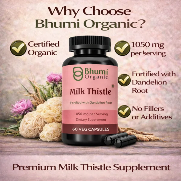 Milk Thistle & Dandelion Root | 1050mg Natural Liver Detox & Cleanse | 60 Vegan Caps