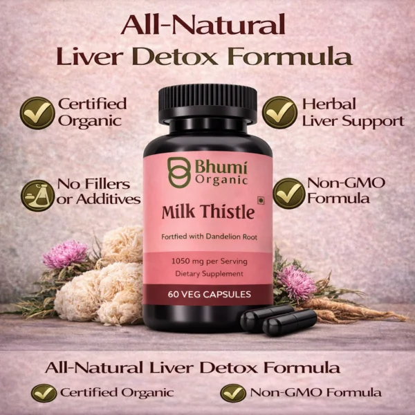 Milk Thistle & Dandelion Root | 1050mg Natural Liver Detox & Cleanse | 60 Vegan Caps
