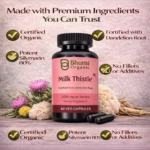 Milk Thistle & Dandelion Root | 1050mg Natural Liver Detox & Cleanse | 60 Vegan Caps