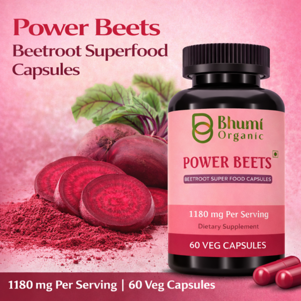 Power Beets Supplement | 1180mg Beetroot + CoQ10 + Grape Seed | Energy & Circulation Support | 60 Veg Caps