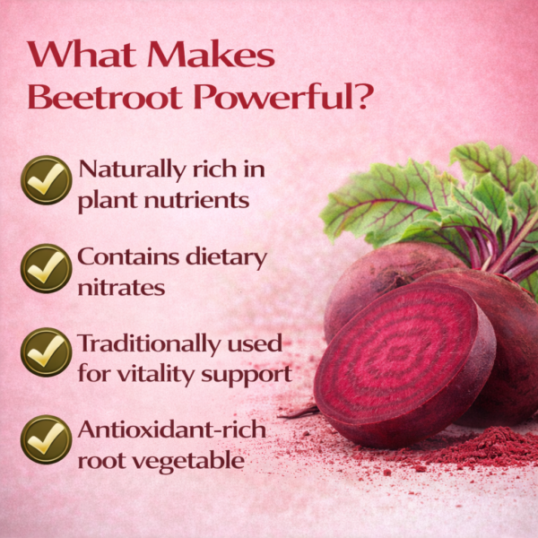 Power Beets Supplement | 1180mg Beetroot + CoQ10 + Grape Seed | Energy & Circulation Support | 60 Veg Caps