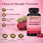 Power Beets Supplement | 1180mg Beetroot + CoQ10 + Grape Seed | Energy & Circulation Support | 60 Veg Caps