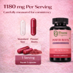 Power Beets Supplement | 1180mg Beetroot + CoQ10 + Grape Seed | Energy & Circulation Support | 60 Veg Caps