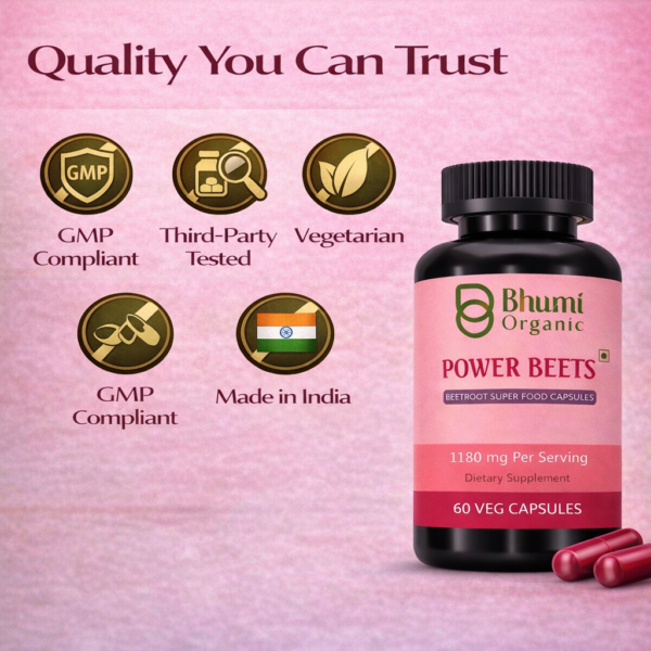 Power Beets Supplement | 1180mg Beetroot + CoQ10 + Grape Seed | Energy & Circulation Support | 60 Veg Caps