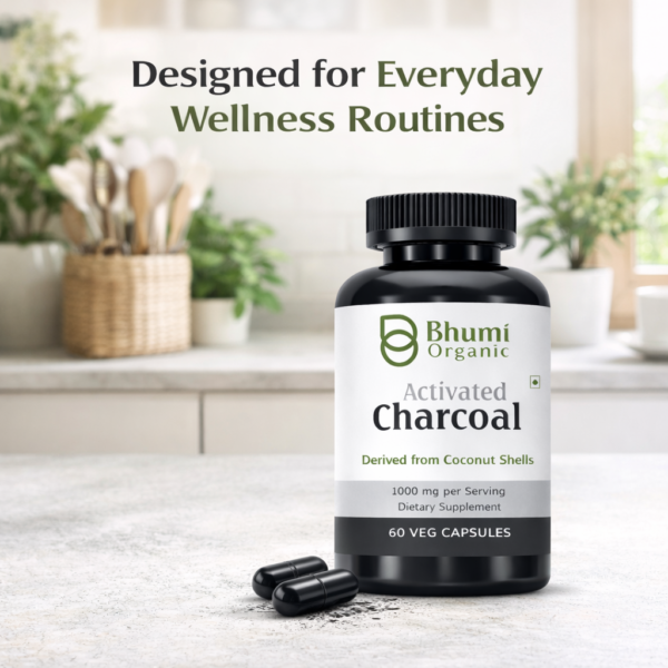 Pure Natural Activated Coconut Charcoal Capsules | Detox & Digestive Cleanse | 60 Vegan Caps