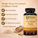 Psyllium Husk Capsules | 1500mg Natural Soluble Fiber | Digestive & Regularity Support | 60 Veg Caps