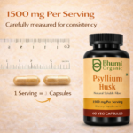 Psyllium Husk Capsules | 1500mg Natural Soluble Fiber | Digestive & Regularity Support | 60 Veg Caps