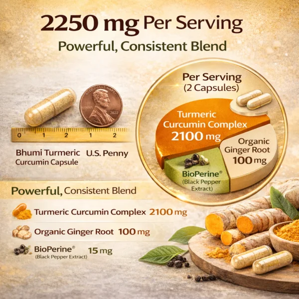 Turmeric & Curcumin Capsules | 2250mg High Potency | Joint & Inflammation Support | 60 Vegan Caps