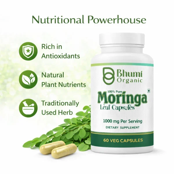 Pure Natural Moringa Capsules | Daily Energy & Immunity Support | 60 Vegan Capsules