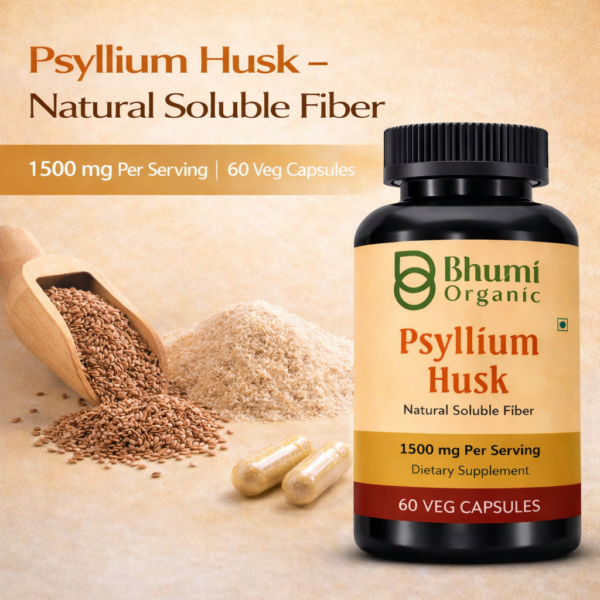 Psyllium Husk Capsules | 1500mg Natural Soluble Fiber | Digestive & Regularity Support | 60 Veg Caps