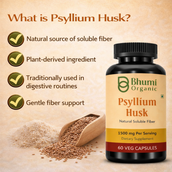 Psyllium Husk Capsules | 1500mg Natural Soluble Fiber | Digestive & Regularity Support | 60 Veg Caps