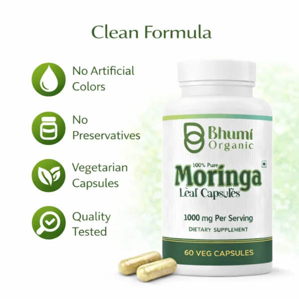 Pure Natural Moringa Capsules | Daily Energy & Immunity Support | 60 Vegan Capsules